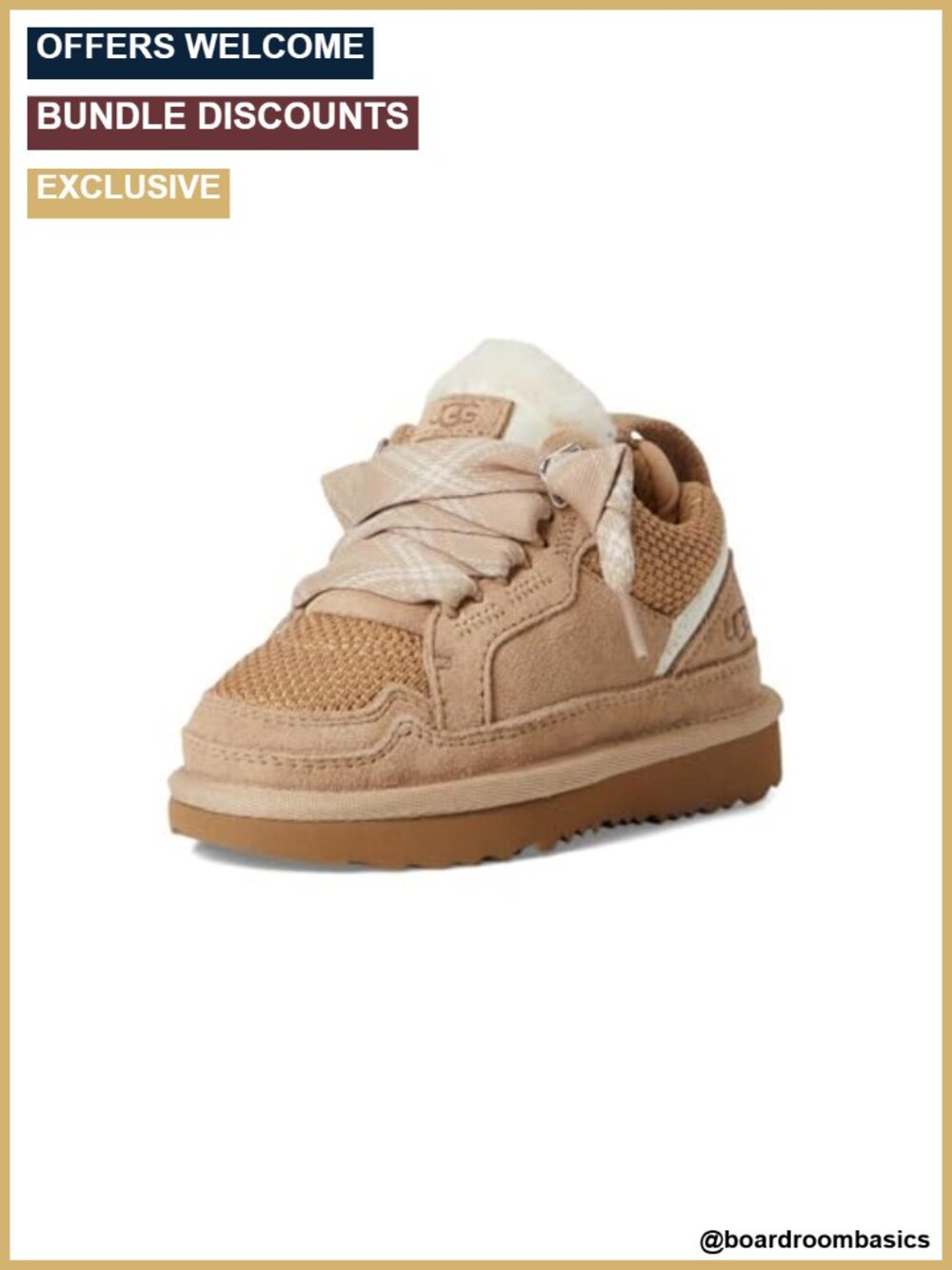 Kids Suede & Recycled Canvas Low-Top Sneakers with Padded Collar